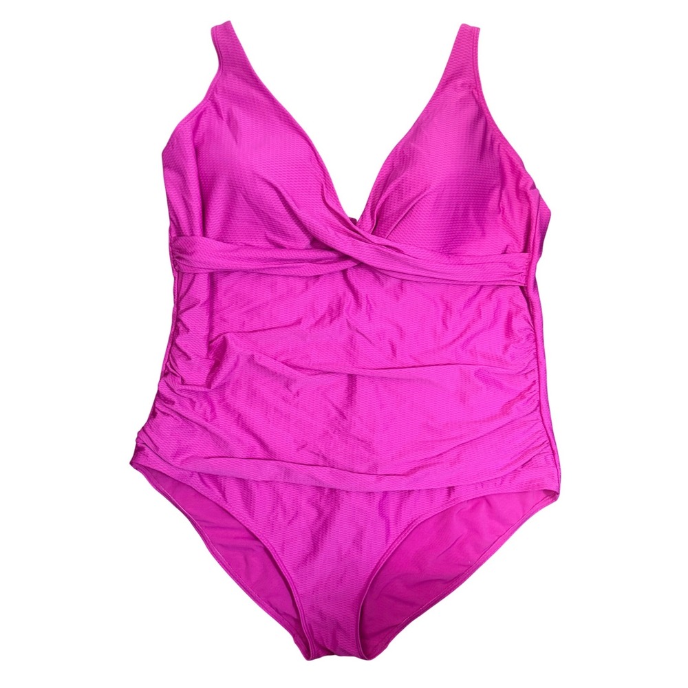 ArteSands Botticelli Hot Pink Ruched‎ One Piece Swimsuit US 22 Multi Fit Cup